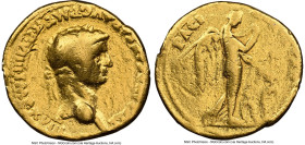 Claudius I (AD 41-54). AV aureus (19mm, 7.60 gm, 5h). NGC Fine 4/5 - 1/5, ex-mount, polished, edge bend. Rome, AD 49-50. TI•CLAVD•CAESAR•AVG•P•M•TR•P•...