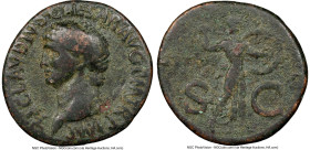 Claudius I (AD 41-54). AE as (28mm, 5h). NGC Choice Fine. Rome, ca. AD 41-42. TI CLAVDIVS CAESAR AVG P M TR•P•IMP, bare head of Claudius I left / Mine...