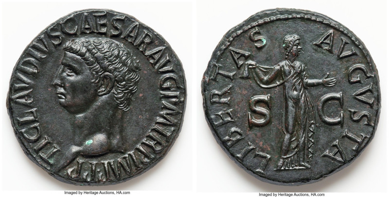 Claudius I (AD 41-54). AE as (29mm, 13.08 gm, 5h). Choice XF, bronze disease. Ro...