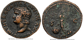 Nero (AD 54-68). AE as (29mm, 7h). NGC VF. Lugdunum, AD 66. IMP NERO CAESAR AVG P MAX TR P P P, bare head of Nero left, globe at point of truncation /...