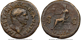 Galba (AD 68-69). AE as (27mm, 7h). NGC Fine. Rome, AD 68. IMP SER GALBA CAESAR AVG TR P, bare head of Galba right / Vesta seated left, right leg draw...