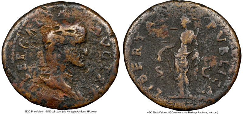 Galba (AD 68-69). AE as (30mm, 5h). NGC VG, damage. Rome, AD 68. IMP SER GALBA C...
