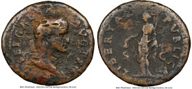 Galba (AD 68-69). AE as (30mm, 5h). NGC VG, damage. Rome, AD 68. IMP SER GALBA CAES•AVG TR P, bare head of Galba right / LIBERTAS-PVBLICA, Libertas st...