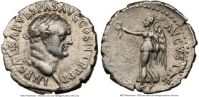 Vespasian (AD 69-79). AR denarius (18mm, 2.96 gm, 12h). NGC Choice VF 4/5 - 4/5. Ephesus, 70 AD. IMP CAESAR VESPAS AVG COS II TR P P P, laureate head ...