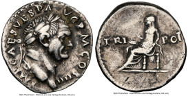 Vespasian (AD 69-79). AR denarius (17mm, 3.26 gm, 7h). NGC Choice VF 4/5 - 2/5, brushed. Rome, AD 72-73. IMP CAES VESP A-VG P M COS IIII, laureate hea...