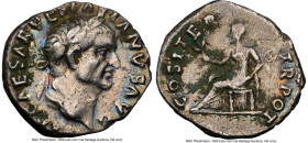 Vespasian (AD 69-79). AR denarius (18mm, 5h). NGC VF. Rome, AD 70. IMP CAESAR VESPASIANVS AVG, laureate head of Vespasian right / COS ITER-TR POT, Pax...