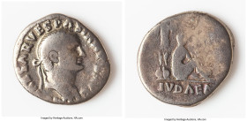 Vespasian (AD 69-79). AR denarius (18mm, 2.71 gm, 6h). VG, tooled. Rome, 21 December AD 69-early AD 70. IMP CAESAR VESPASIANVS AVG, laureate head of V...