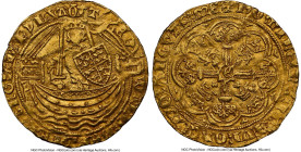 Edward III (1327-1377) gold 1/2 Noble ND (1361-1369) AU55 NGC, London mint, cross potent mm, S-1506, Fr-96. 3.79gm. A lovely example of the type, not ...