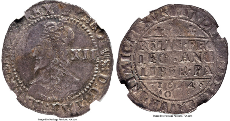 Charles I (1625-1649) Shilling 1644 AU55 NGC, Oxford mint, S-2973. 5.89gm. An ex...