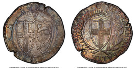 Commonwealth Crown 1653 AU53 PCGS, Tower mint, KM392, S-3214. Sun mintmark. 29.66gm. Strong iridescence and tonal variation on the reverse, very attra...