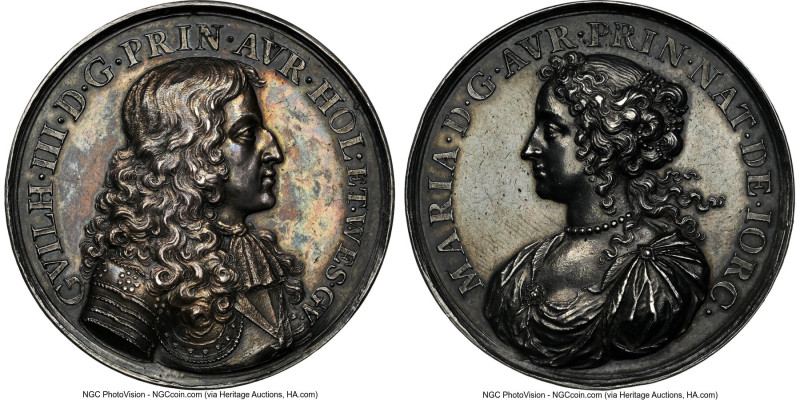 Charles II silver "Marriage of William of Orange to Princess Mary" Medal (1677) ...