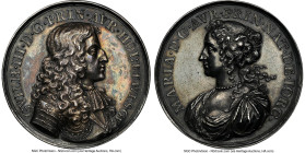 Charles II silver "Marriage of William of Orange to Princess Mary" Medal (1677) AU58 NGC, Eimer-256, MI-568-235. By N. Chevalier. GVILH. III. D. G. PR...