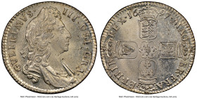 William III Shilling 1697 MS65 NGC, KM485.1, S-3497. First Bust. A glistening Gem Mint State specimen showing icy white luster and an exemplary strike...