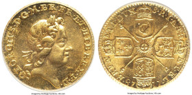 George I gold 1/4 Guinea 1718 MS64 PCGS, KM555, S-3638. A gleaming, satin-lustered, and boldly struck example of this diminutive gold piece, issued fo...