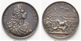 James III cast silver "The Only Safeguard" Medal 1721-Dated XF, Eimer-493, MI-454-63. 48mm. 38.45gm. HID09801242017 © 2024 Heritage Auctions | All Rig...