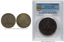 Admiral Vernon "Cartagena" Medal 1741 AU55 PCGS, Betts-335, Adams-CAv5-F. AE issue. Much nicer than how this type is usually offered, both in terms of...