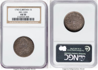 George II Shilling 1743 AU50 NGC, KM583.1, S-3702, ESC-1720 (previously 1203). Old head. Roses in angles. HID09801242017 © 2024 Heritage Auctions | Al...