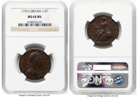 George III 1/2 Penny 1770 MS64 Brown NGC, KM601, S-3774. HID09801242017 © 2024 Heritage Auctions | All Rights Reserved www.HA.com/TexasAuctioneerLicen...