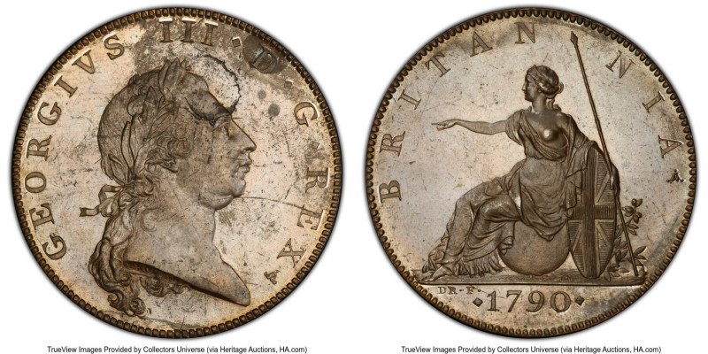 George III bronzed-copper Proof Pattern 1/2 Penny 1790 PR63 PCGS, Soho mint, Pec...