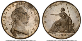 George III bronzed-copper Proof Pattern 1/2 Penny 1790 PR63 PCGS, Soho mint, Peck-953. Showing some planchet irregularities on the obverse, but still ...