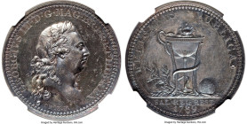 George III silver "King's Recovery" Medal 1789 MS63 NGC, BHM-311, Eimer-827. By Droz. 35mm. A fabulous Choice emission boasting a cobalt and peach pat...