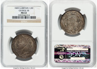 George IV 1/2 Crown 1820 MS63 NGC, KM676, S-3807. Three-year type. A Choice offering yielding a gunmetal patina and crisp depictions produced by a ful...
