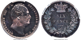 William IV Proof 6 Pence 1831 PR65 Cameo PCGS, KM712, S-3836, ESC-2501 (S). Plain Edge. The sole-finest PCGS representative of this date and type spor...