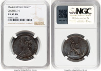 Victoria Penny 1864 AU55 Brown NGC, KM749.2, S-3954. Crosslet 4. A difficult variety to locate this close to Mint State, quite desirable as such. HID0...