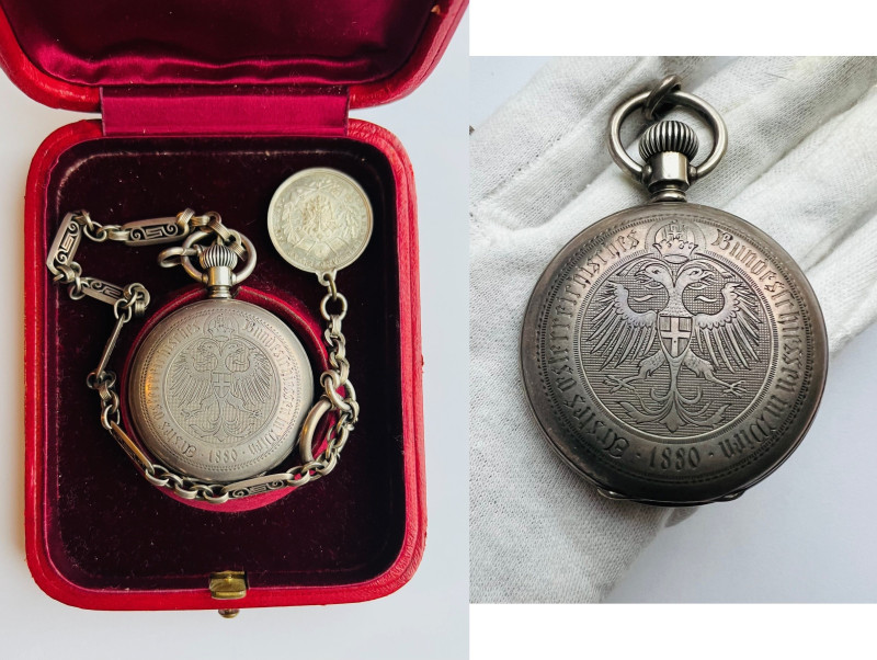 Silver Pocket watch "Effenberger&Kadliczek Wien" clowork "LONGINES" with Medal F...