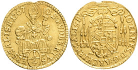 JOHANN ERNST von Thun 1/4 ducat 1707  Austria Salzburg, Probszt#1793 Au.986 0,87 g 13 mm , hinge repair