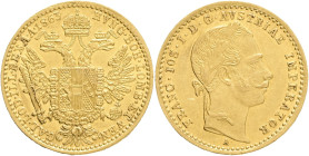 FRANCIS JOSEPH  I. 1848-1916 1 Ducat 1863 A, KM#2264 Au.986 3,485g 21mm, Vienna, golden rust, patina