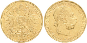 FRANCIS JOSEPH  I. 1848-1916 10 Corona 1896  KM#2805, Her#380-381,  Au.900 3,22g 19 mm Vienna