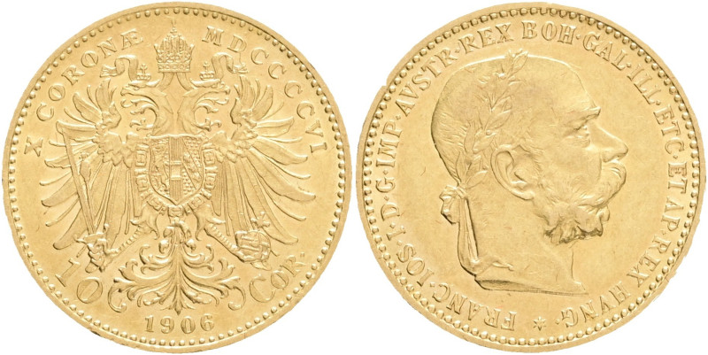 FRANCIS JOSEPH I. 1848-1916 10 Corona 1906 KM#2805, Her#380-381, Au.900 3,22g 19...