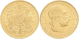 FRANCIS JOSEPH  I. 1848-1916 10 Corona 1906  KM#2805, Her#380-381,  Au.900 3,22g 19 mm Vienna