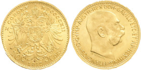 FRANCIS JOSEPH  I. 1848-1916 10 Corona 19012 Schwartz  KM#2816, Schön#22,  Au.900 3,22g 19 mm Vienna ongoing coinage