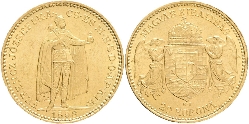 FRANCIS JOSEPH I. 1848-1916 20 Corona 1898 K.B., KM#486, ÉH#1449 6,79g 21mm, Kre...