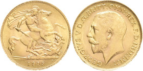 United kingdom 1/2 Sovereign 1913 London GEORGE V.  KM#819 Au.9166  4,00g 19,3mm mint London