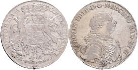 Baden - Durlach KARL FRIEDRICH 1 Thaler 1766 , Davenport#1933 Ag. 28,08g 38 mm