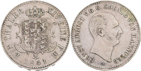 Hannover ERNEST AUGUST I. 1 Vereinsthaler 1841 A, KM#192, Thun#160, Ag. 993  16,82g, 36 mm, Berlin
