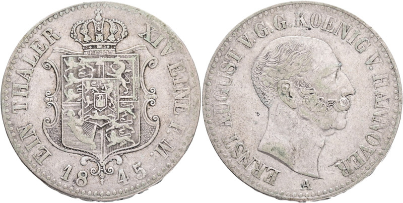 Hannover ERNEST AUGUST I. 1 Thaler 1845 A, KM#197, Ag.750 22,272g, 33/2mm, Berli...