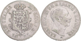 Hannover ERNEST AUGUST I. 1 Thaler 1845 A, KM#197, Ag.750 22,272g, 33/2mm, Berlin
