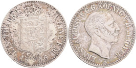 Hannover ERNEST AUGUST I. 1 Thaler 1846 A, Thun#164, Ag.750 22,272g,  33mm, Berlin, patina