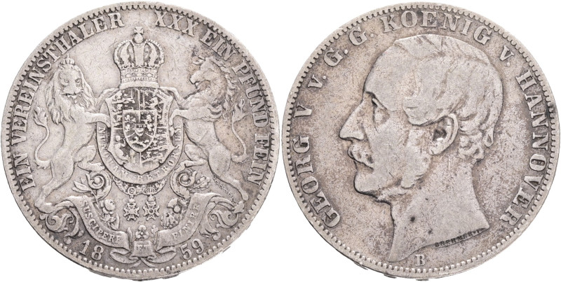 Hannover GEORGE V. 1 Thaler 1859 B, Thun#174, Ag.900 18,52g, 34mm, Hannover 

...