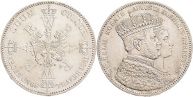 PRUSSIA  WILHELM I. 1  Vereinsthaler 1861 A, Coronation of WILHELM I. and AUGUSTA   KM#488,Thun#265 Ag.900 18,51g 33mm small edge Berlin