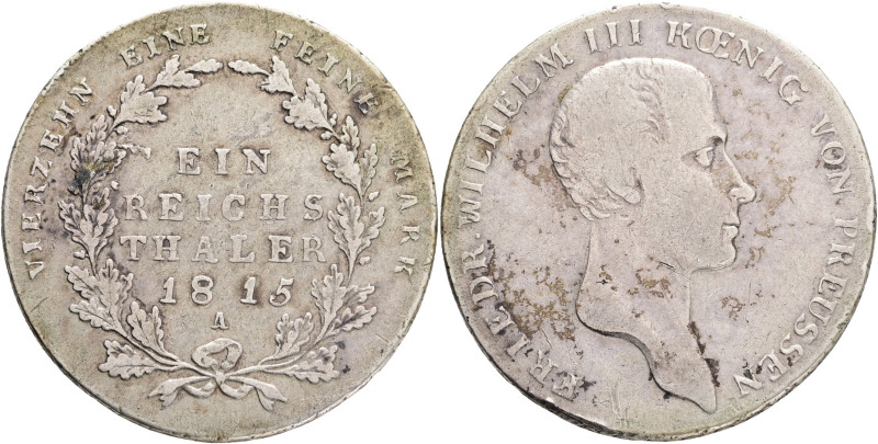 PRUSSIA FRIDRICH WILHELM III. 1 Reichsthaler 1815 A, AKS#11, KM#387, Ag.750 22,2...