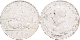 PRUSSIA FRIDRICH WILHELM III. 1  Vereinsthaler 1818 A, KM#396, Thun#246, Ag. 750  22,27g, 36 mm, Berlin