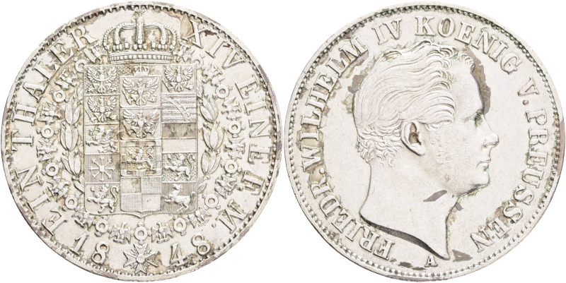 PRUSSIA FRIDRICH WILHELM IV. 1 Vereinsthaler 1848 A, Thun#247 Ag.750 22,272g , 3...