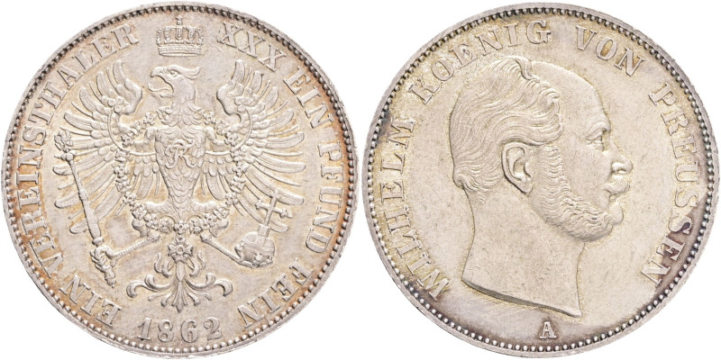 PRUSSIA FRIDRICH WILHELM IV. 1 Vereinsthaler 1862 A, KM#489 Ag.900 18,52g 32,5mm...