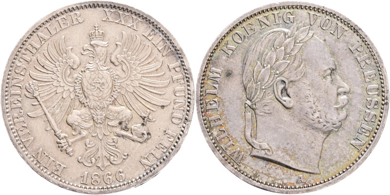 PRUSSIA FRIDRICH WILHELM IV. 1 Vereinsthaler 1866 A ,Thun#271 Ag.900 18,53g 33mm...