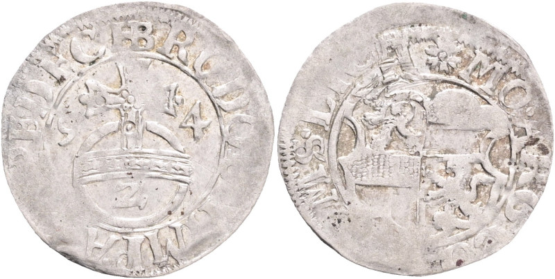 Count EBERHADRT RUDOLPH II., 2 Kreutzer 1594, Solms - Lich, MB#18, Ag. 1,24g, 18...